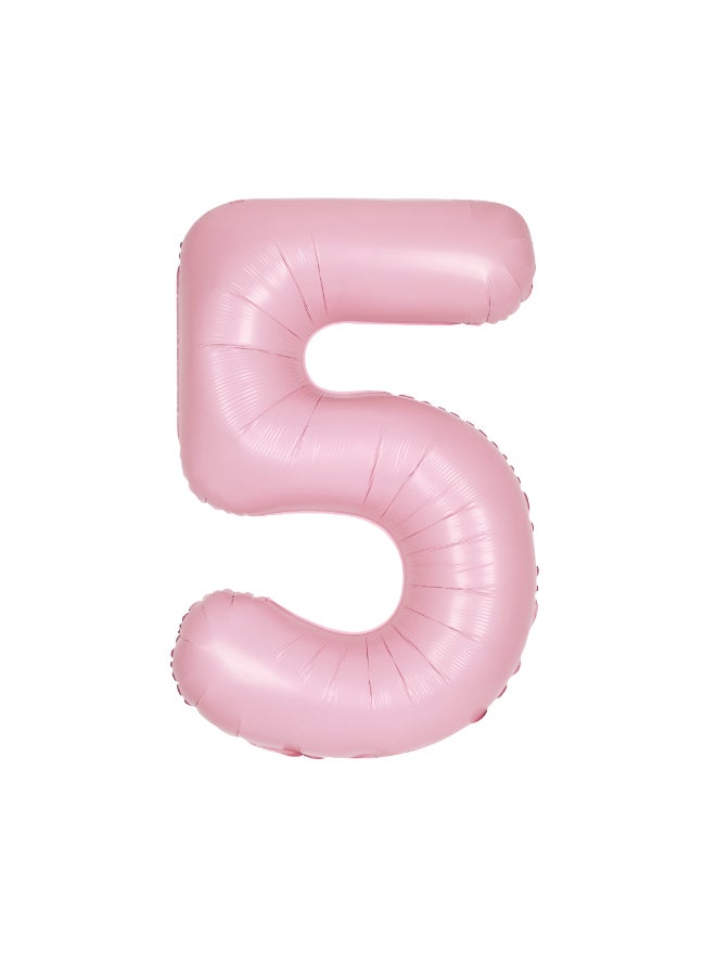 Unique بالون فويل رقم 5 بلون وردي مات بحجم 34" - Image 2